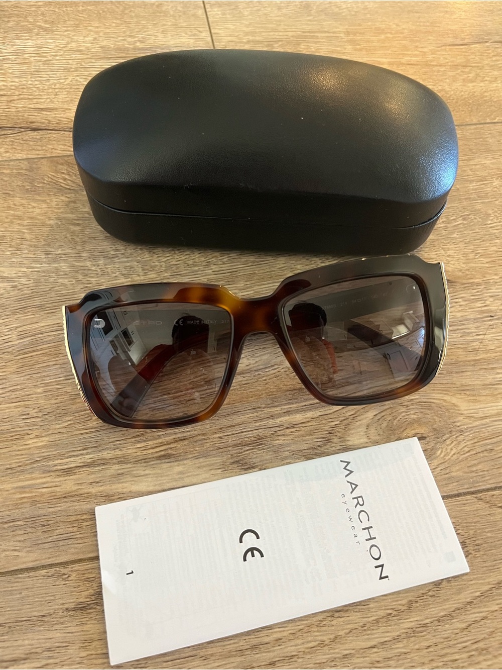 Brand new Etro Tortoiseshell Square Sunglasses with Brown Gradient Lenses